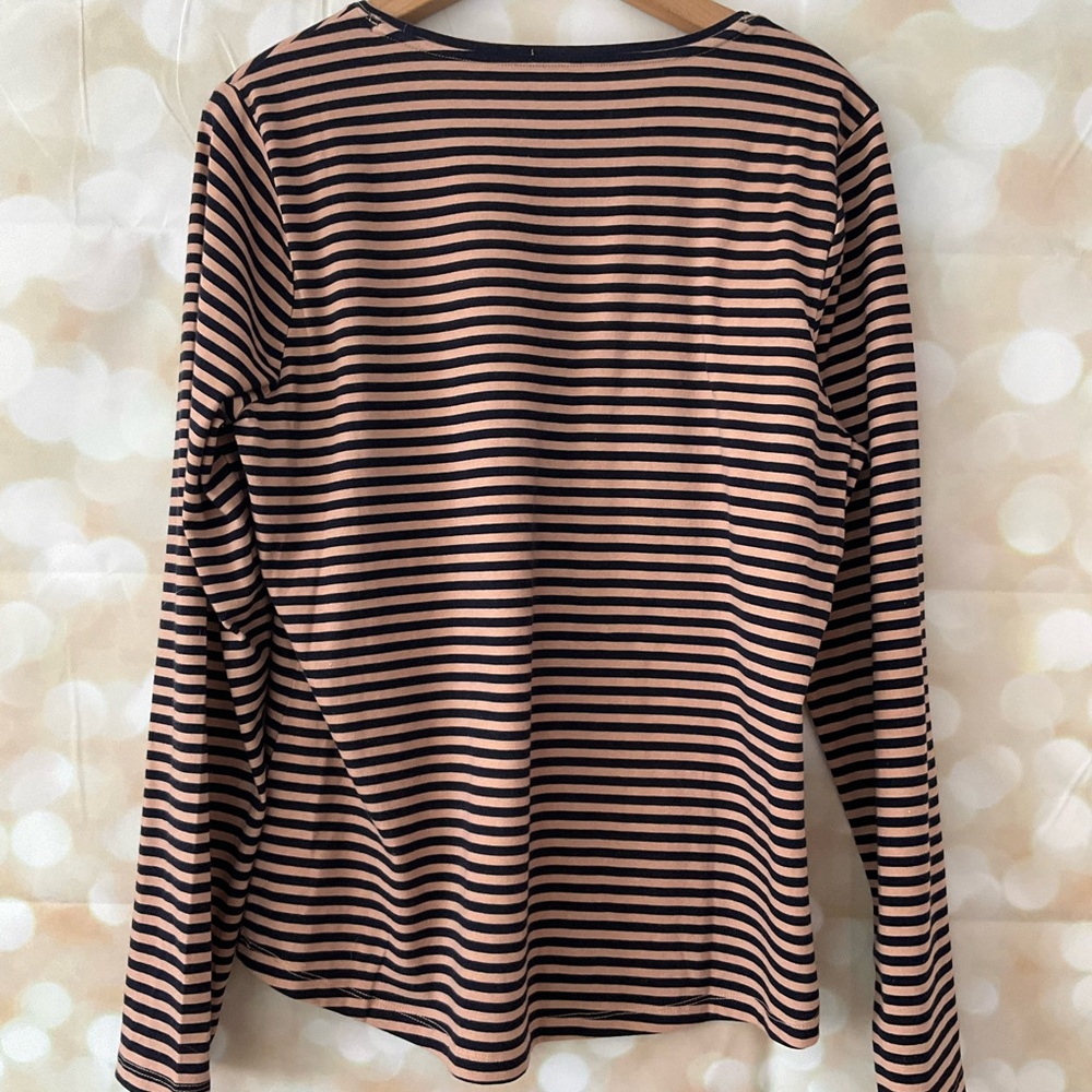 T by Talbots Brown and Black Stripped Shirt - Picture 4 of 8